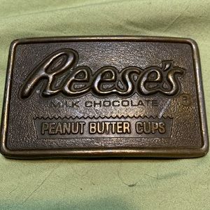 Bronze "Reese's peanut butter cup" belt buckle
